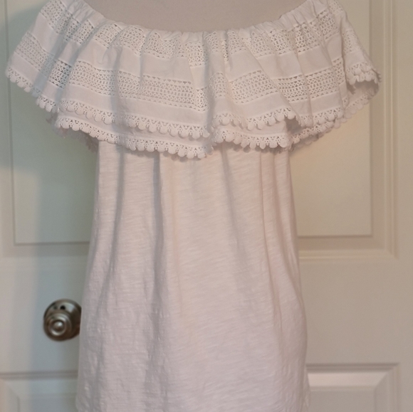 Boden Off-The-Shoulder White Woven Mix Cotton Top - Size 16/18 - Picture 5 of 5